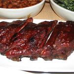Memphis-style baby back ribs had just enough sauce glazed onto them to form a slightly crunchy spicy caramelized crust.